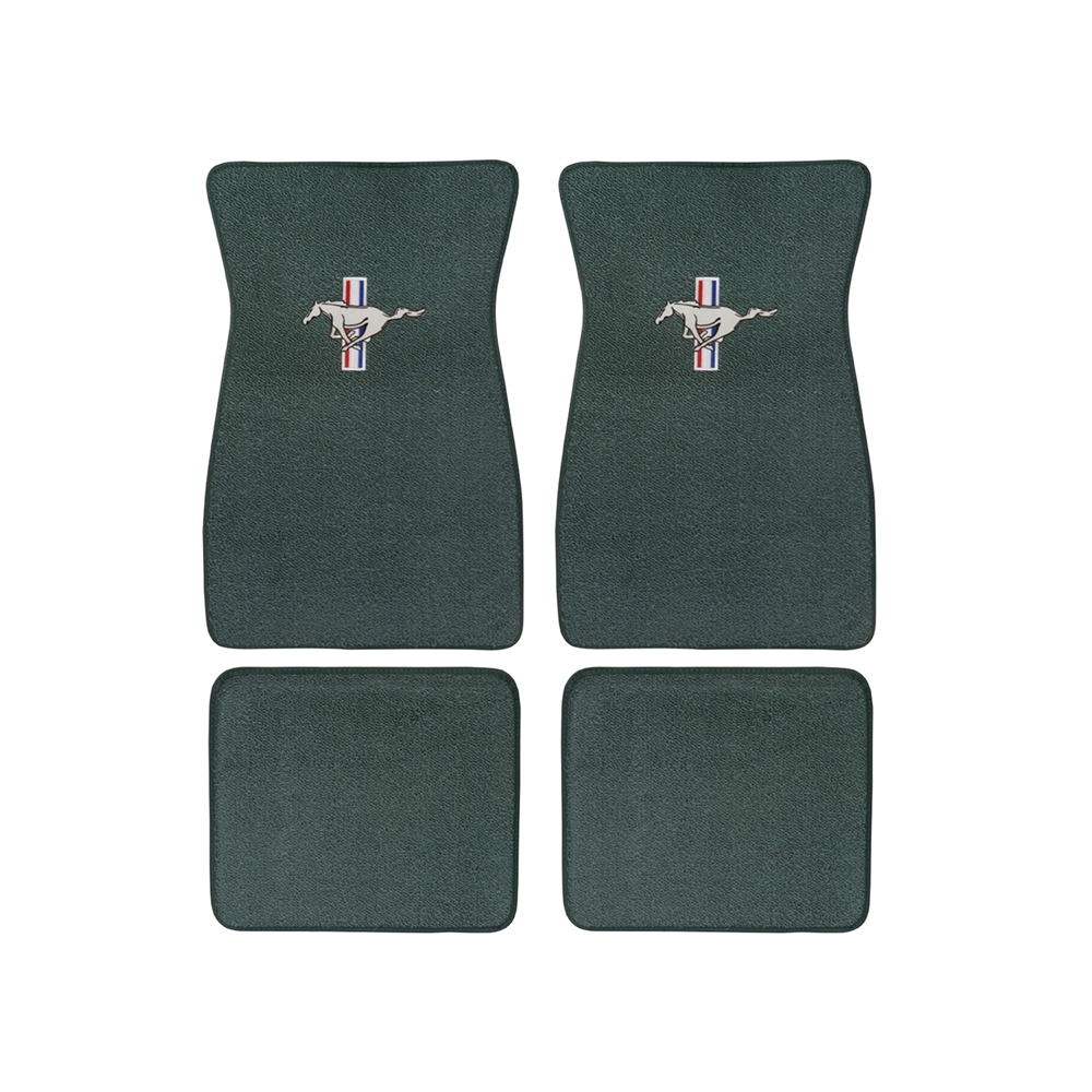 1964 1973 Mustang Embroidered Carpet Floor Mats (Aqua)
