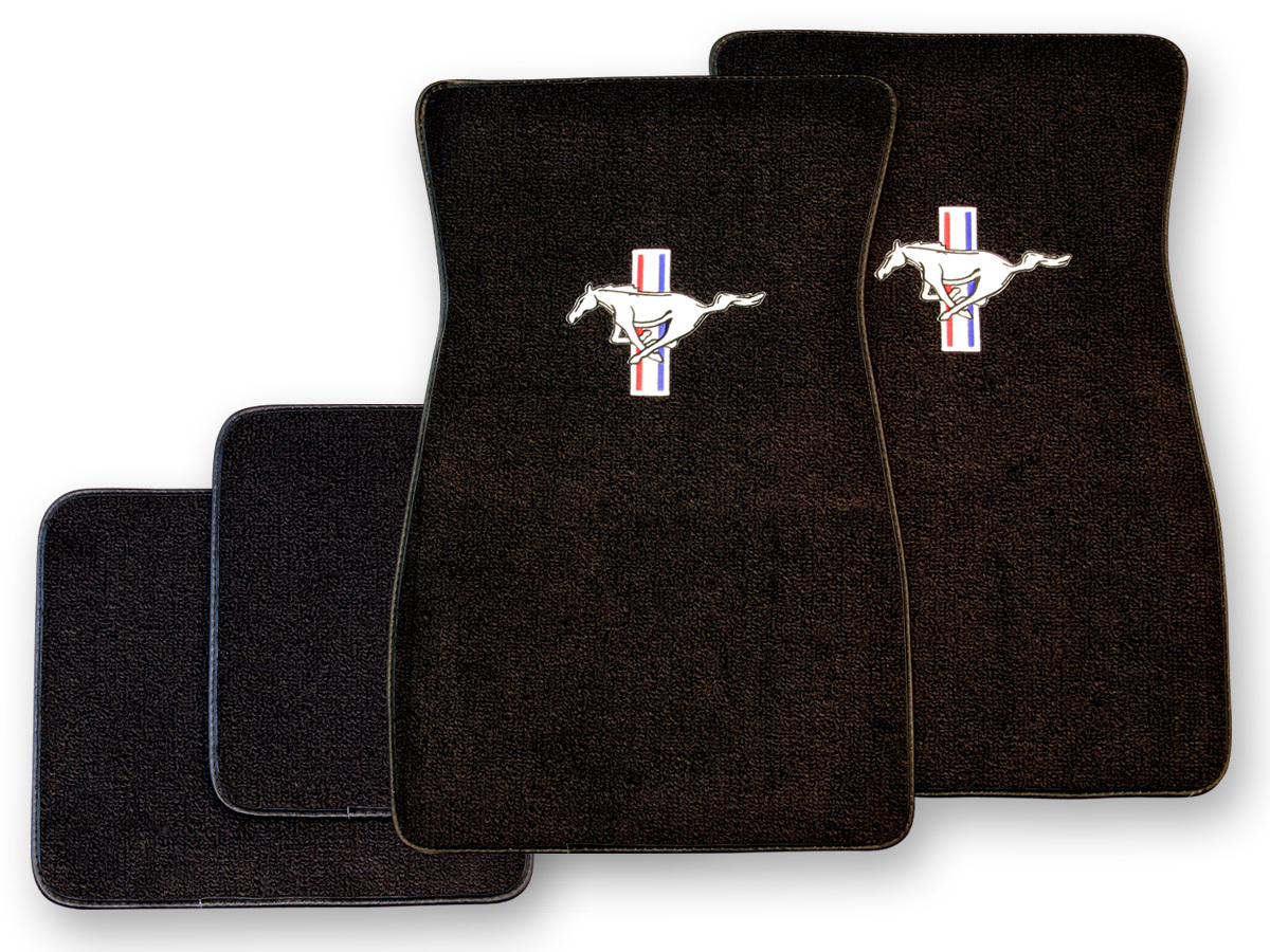 1964 1973 Mustang Embroidered Carpet Floor Mats (Black)