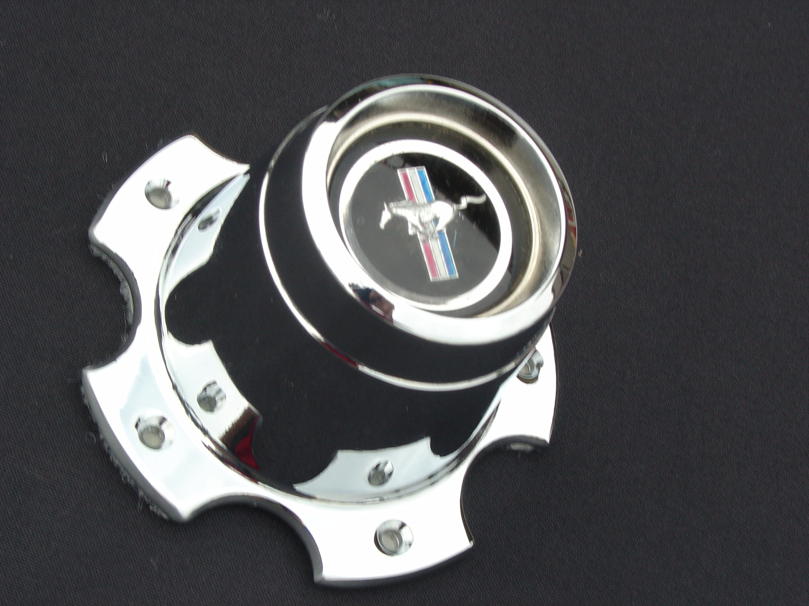 1973 Mustang Aluminum Wheel Center Cap Black Emblem