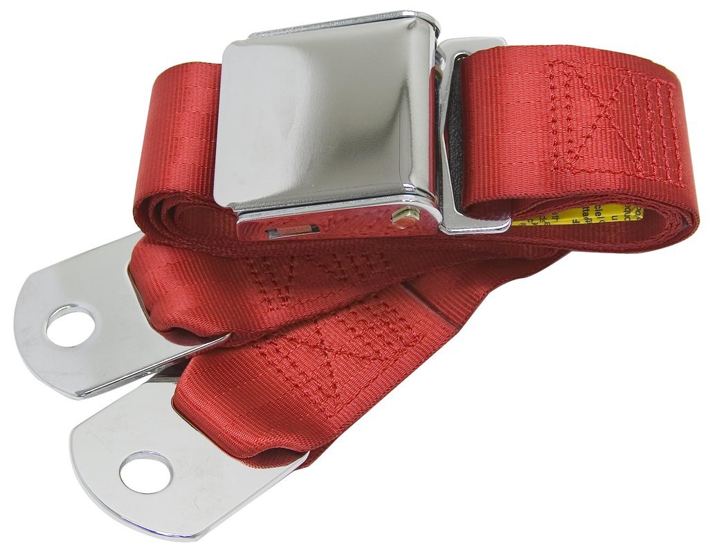 Universal Seat Belt with Chrome Aviation Style Buckle 60" Black