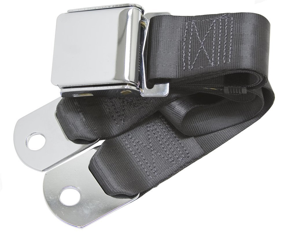 Universal Seat Belt with Chrome Aviation Style Buckle 60" Black