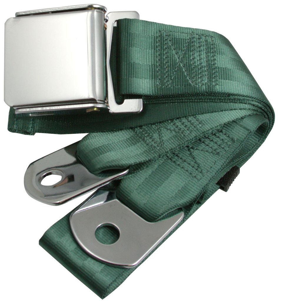 Universal Seat Belt with Chrome Aviation Style Buckle 60" Black