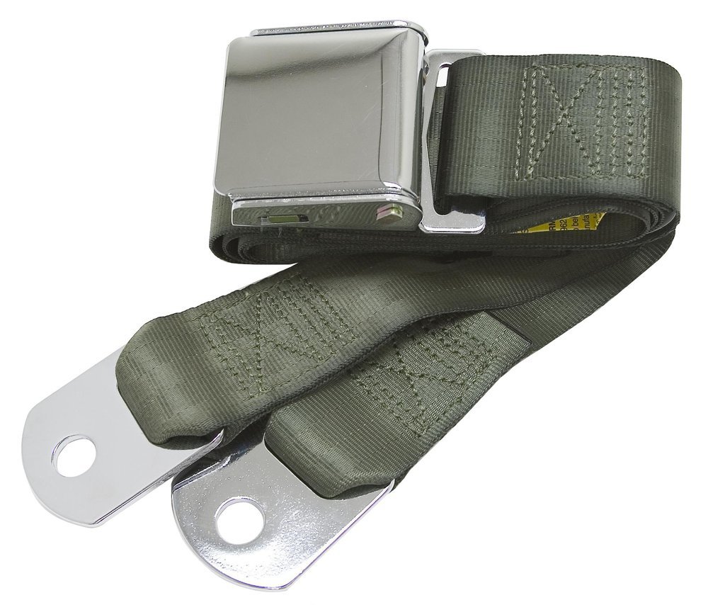 Universal Seat Belt with Chrome Aviation Style Buckle 60" Black