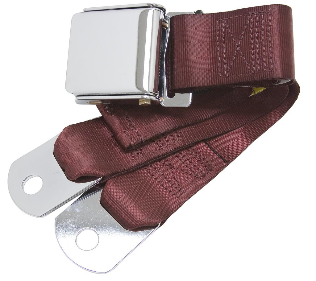 Universal Seat Belt with Chrome Aviation Style Buckle 60" Black