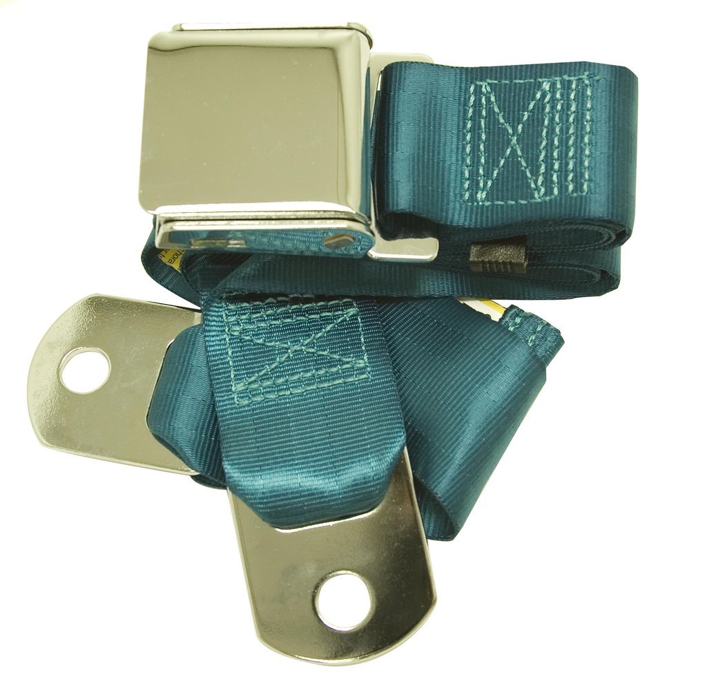 Universal Seat Belt with Chrome Aviation Style Buckle 60" Black