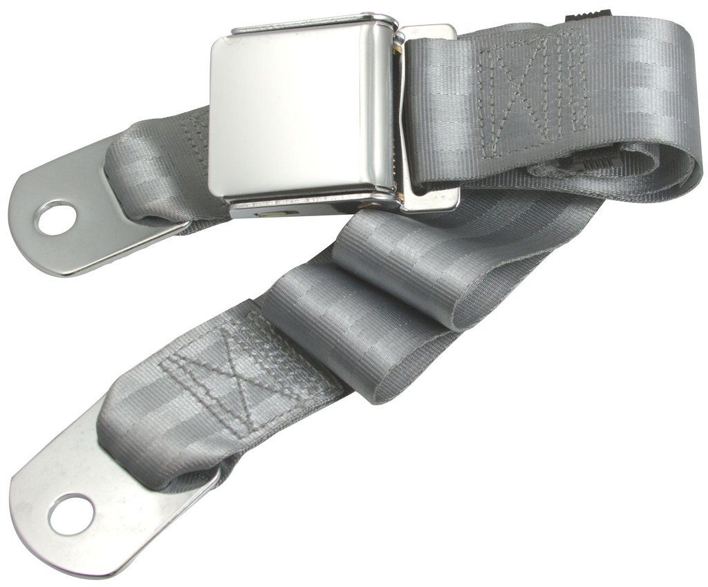 Universal Seat Belt with Chrome Aviation Style Buckle 60" Black
