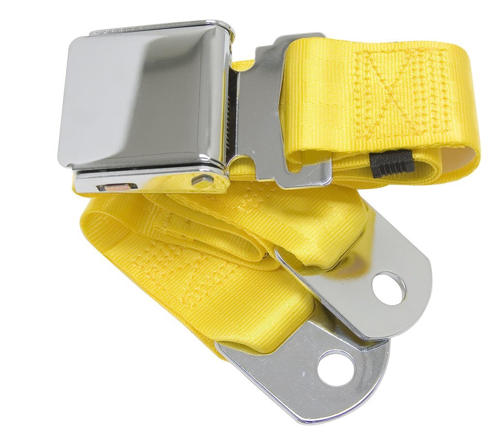 Universal Seat Belt with Chrome Aviation Style Buckle 60" Black