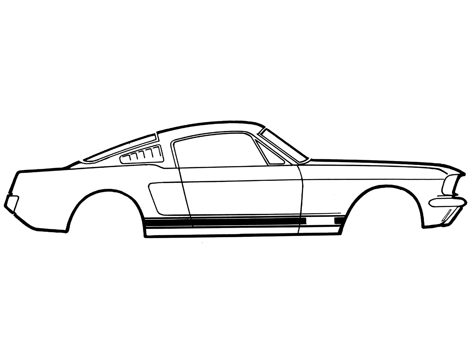 mustang side drawing