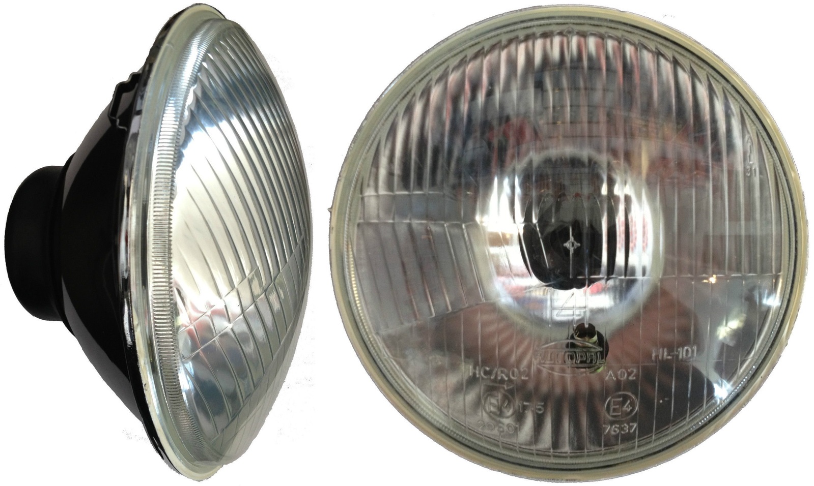 Semi Sealed Beam Headlight 7" Regular Curved Lens H4 Pair
