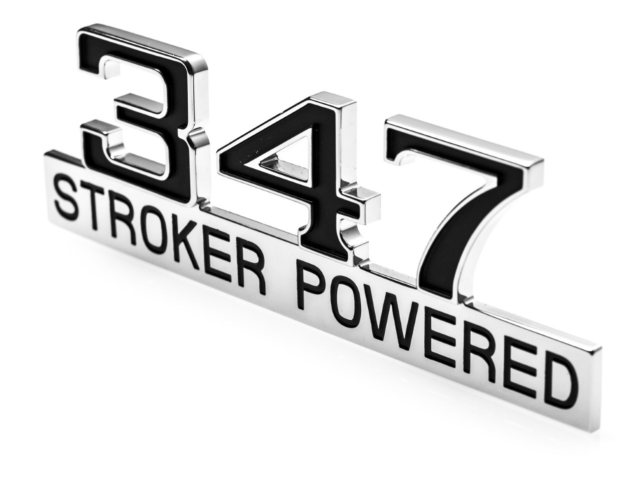 Pair Universal Fitment 347 Stroker Engine Black & Chrome Trim Emblems 