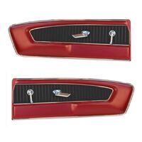 1964.5-66 Mustang Pony Vinyl 2 Tone Door Panels - Bright Red w/ Black Insert
