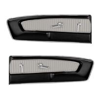 1964.5-66 Mustang Pony Vinyl 2 Tone Door Panels - Black w/ White Insert