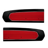 1967 Mustang Standard Vinyl Two Tone Door Panels (Version 1) Black w/ Dark Red Inserts