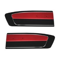 1966 Mustang Standard Vinyl Door Panels (Version 2) Black w/ Red Insert