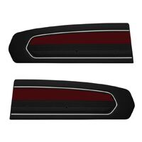 1967 Mustang Standard Vinyl Two Tone Door Panels (Version 2) Black w/ Dark Red Inserts