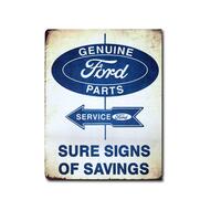Metal Tin Sign - 12" x 15" - Genuine Ford Parts - Sure Signs of Savings