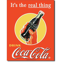 Coke - Real Thing Hand - Large Metal Tin Sign 40.6cm X 31.7cm Genuine American Made