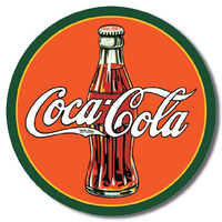 Coke – 30s Bottle Logo – Round Metal Tin Sign 29.8cm Diameter Genuine American Made