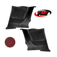 1964-68 Mustang Coupe Sport OE Molded Rear Quarter Panels (1 Pair) Metallic Red & Brushed Aluminium