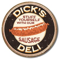 Dick's Sausage – Round Metal Tin Sign 29.8cm Diameter Genuine American Made