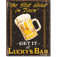 Luckys Bar  Large Metal Tin Sign 40.6cm X 31.7cm Genuine American Made