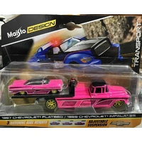 1:64 Scale Maisto Design 1957 Chevrolet Flatbed & 1959 Chevrolet Impala SS Low Rider Diecast