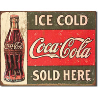 Coke Circa 1916 Ice Cold  Large Metal Tin Sign 31.7cm X 40.6cm Genuine American Made