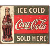 Coke Circa 1916 Ice Cold – Large Metal Tin Sign 31.7cm X 40.6cm Genuine American Made