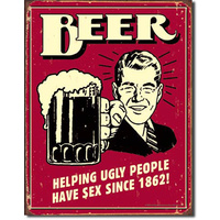 Beer – Ugly People – Large Metal Tin Sign 40.6cm X 31.7cm Genuine American Made