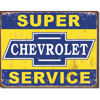 Super Chevy Service  Large Metal Tin Sign 31.7cm X 40.6cm Genuine American Made