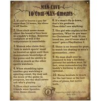 Metal Tin Sign - 12" x 15" - Man Cave 10 Com-MAN-dments