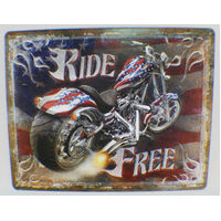 Metal Tin Sign - 12" x 15" - Ride Free