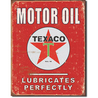 Texaco – Lubricates – Large Metal Tin Sign 40.6cm X 31.7cm Genuine American Made