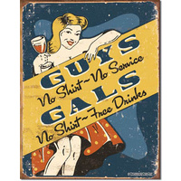 No Shirt  Large Metal Tin Sign 40.6cm X 31.7cm Genuine American Made