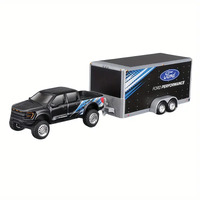 1:64 Scale 2021 Ford SVT Raptor F150 with Enclosed Car Trailer Diecast Model