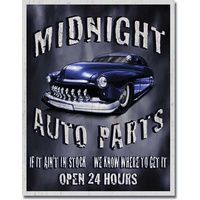 Midnight Auto Parts  Large Metal Tin Sign 40.6cm X 31.7cm Genuine American Made