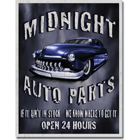 Midnight Auto Parts – Large Metal Tin Sign 40.6cm X 31.7cm Genuine American Made