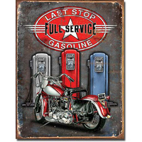 Last Stop Fuel Service  Large Metal Tin Sign 40.6cm X 31.7cm Genuine American Made