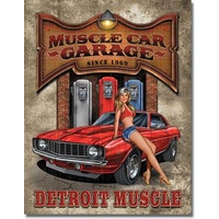 Detroit Muscle  Large Metal Tin Sign 40.6cm X 31.7cm Genuine American Made