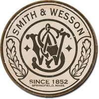 Smith & Wesson – Logo – Round Metal Tin Sign 29.8cm Diameter Genuine American Made