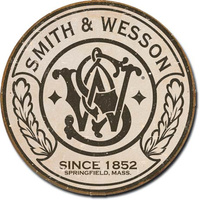 Smith & Wesson  Logo  Round Metal Tin Sign 29.8cm Diameter Genuine American Made