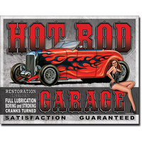Hot Rod Garage – Large Metal Tin Sign 31.7cm X 40.6cm Genuine American Made
