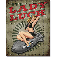 Lady Luck  Large Metal Tin Sign 40.6cm X 31.7cm Genuine American Made