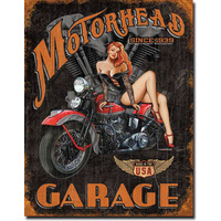 Motorhead Garage – Large Metal Tin Sign 40.6cm X 31.7cm Genuine American Made