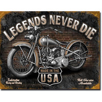 Legends Never Die  Large Metal Tin Sign 31.7cm X 40.6cm Genuine American Made