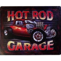 Metal Tin Sign - 12" x 15" - Hot Rod Garage