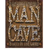 Large Metal Tin Sign 40.6cm X 31.7cm Genuine American Made - "Man Cave - Diamond Plate"