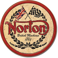 Norton Logo  Round Metal Tin Sign 29.8cm Diameter Genuine American Made