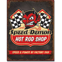 Speed Demon Hot Rods – Large Metal Tin Sign 40.6cm X 31.7cm Genuine American Made