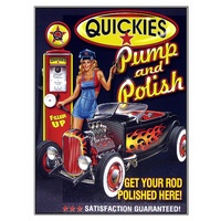 Quickies Pump + Polish – Large Metal Tin Sign 40.6cm X 31.7cm Genuine American Made